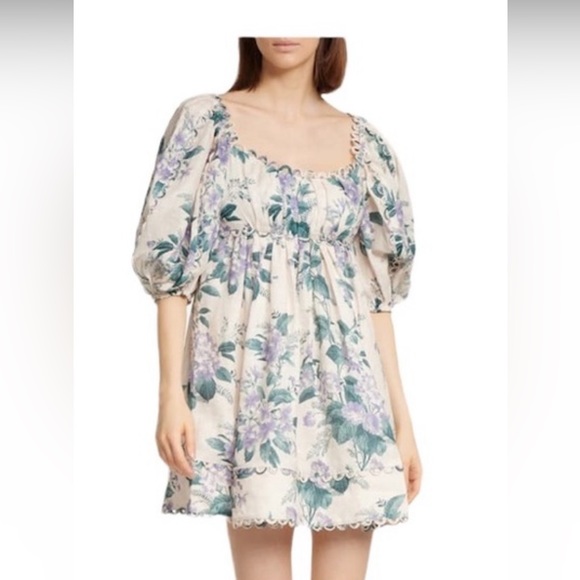 Zimmermann | Dresses | Zimmerman Floral Hydrangea Linen Mini Dress ...